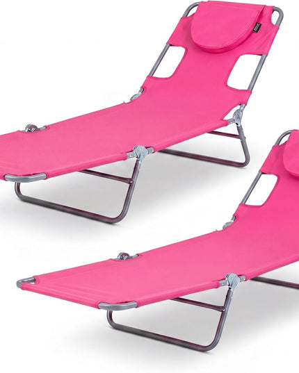 Giantex Folding Tanning Chair with Face Hole& 5-Position Adjustable Backrest (1/2)
