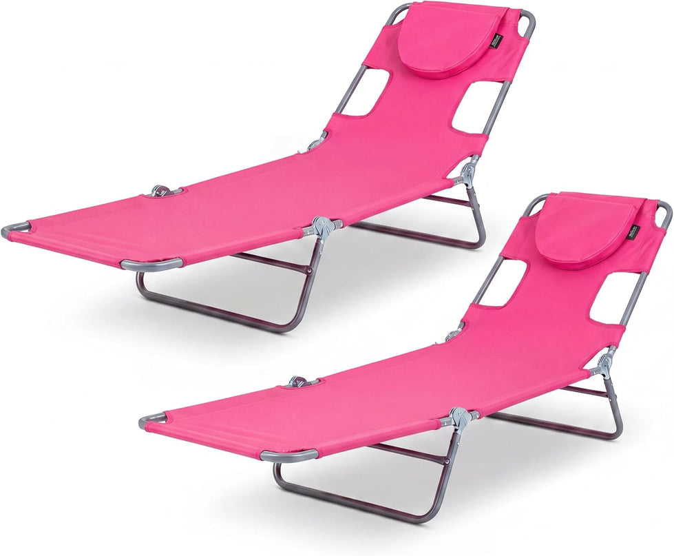 Giantex Folding Tanning Chair with Face Hole& 5-Position Adjustable Backrest (1/2)