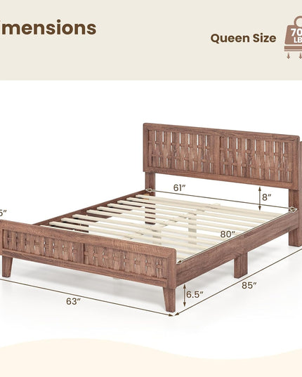 Giantex Twin/Full/Queen Size Mid-Century Platform Bed w/Wooden Slat Support Mattress Foundation