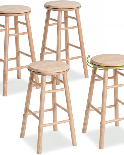 GIANTEX 24 Inch/29 Inch Round Swivel Bar Stools Set of 2/4