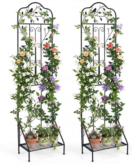 Giantex Metal Garden Trellis for Climbing Plants with Foldable Bottom Shelf (1/2)
