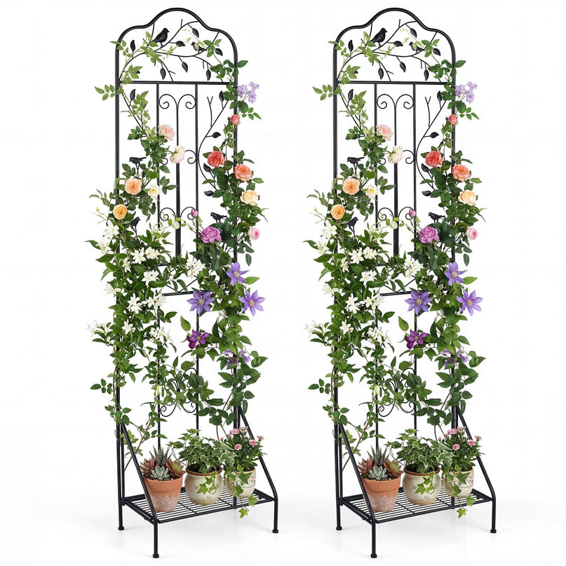 Giantex Metal Garden Trellis for Climbing Plants with Foldable Bottom Shelf (1/2)