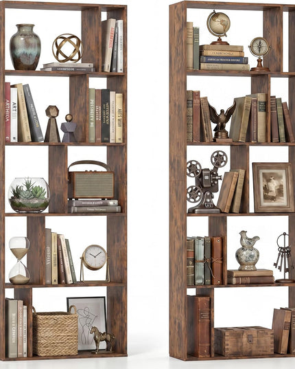 Giantex 6-Tier Bookshelf | 10-Cube Industrial Bookcase w/Open Back (1/2)