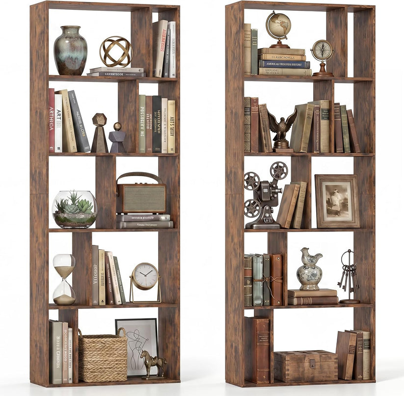 Giantex 6-Tier Bookshelf | 10-Cube Industrial Bookcase w/Open Back (1/2)