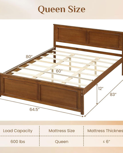 Giantex Wood Full/Twin/Queen Size Bed Frame w/Wooden Slat Support Mattress Foundation
