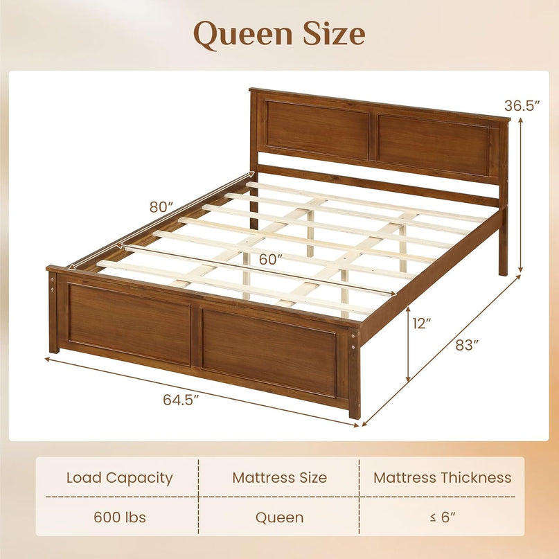 Giantex Wood Full/Twin/Queen Size Bed Frame w/Wooden Slat Support Mattress Foundation