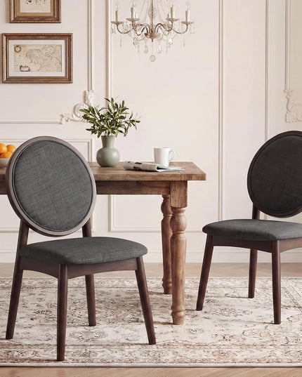 Chaises de salle à manger Giantex en tissu de lin rembourré avec siège rembourré et dossier rond (2/4)