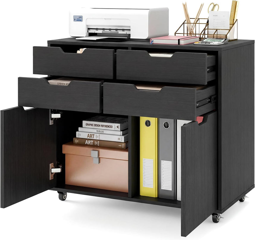 Giantex 4 Drawer File Cabinet with Wheels for Home Office Organization