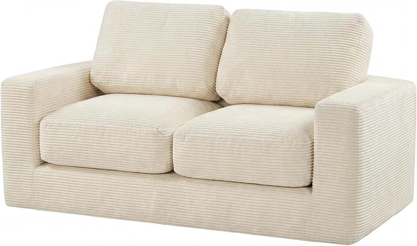 Giantex 2-Seater Floor Couch | Loveseat Foam Sofa with Removable Corduroy Cover