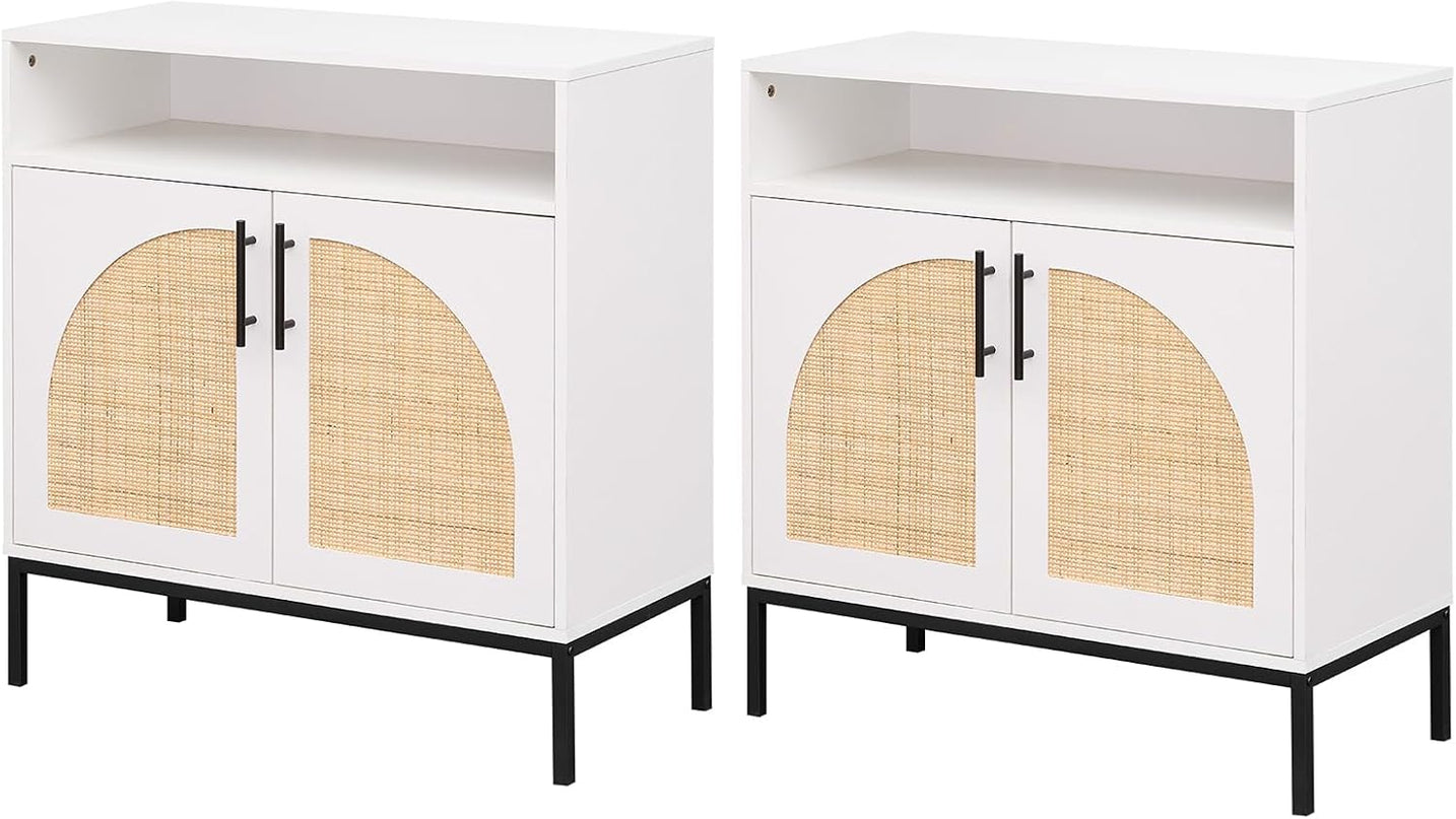 Giantex 32" Sideboard Buffet Cabinet with 2 Natural Rattan Decorated Doors (1/2)