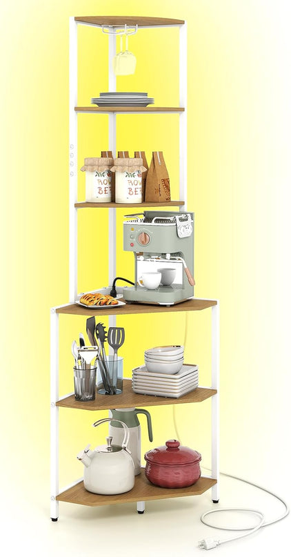 Giantex 6-Tier Kitchen Corner Shelf with 16 Color LED Lights