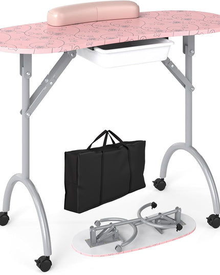 Table de manucure pliable avec roues verrouillables