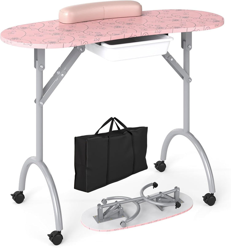 Table de manucure pliable avec roues verrouillables