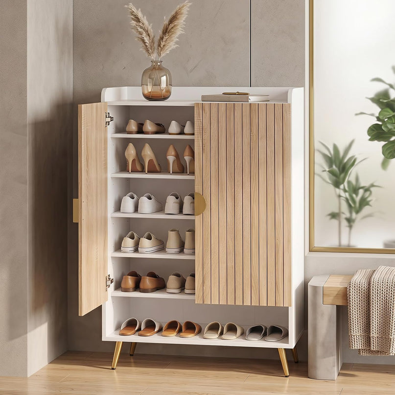 Giantex 7-Tier Wooden Shoe Storage Cabinet w/Door