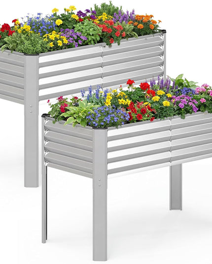 Giantex 46"x24"x31" Galvanized Raised Garden Bed with Legs (1/2)
