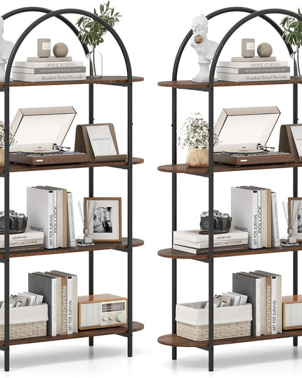 Giantex 4-Tier Modern Arched Bookshelf with Sturdy Metal Frame