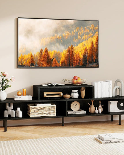 Meuble TV Giantex 3 cases pour téléviseurs jusqu'à 70 pouces, meuble de divertissement avec compartiments de rangement ouverts