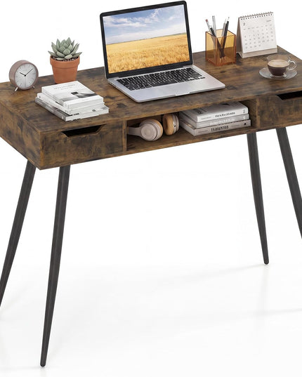 Giantex 42.5" Mid Century Modern Computer Desk with Drawers