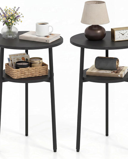 Giantex 2-Tier Round Side Table w/Metal Frame (1/2)