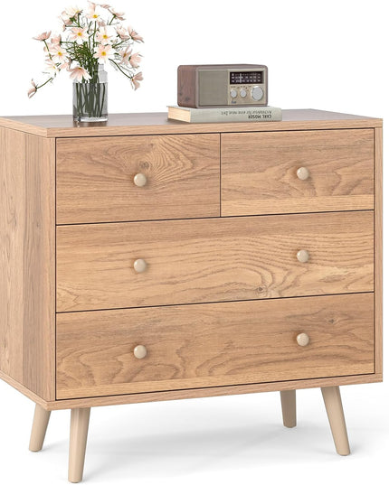 Commode large en bois Giantex à 4 tiroirs pour chambre à coucher et salon