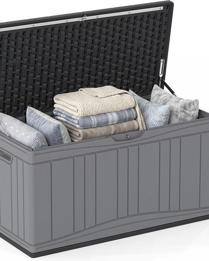 Giantex 80 Gallon HDPE Outdoor Deck Box w/Gas Struts & Lock-Compatible