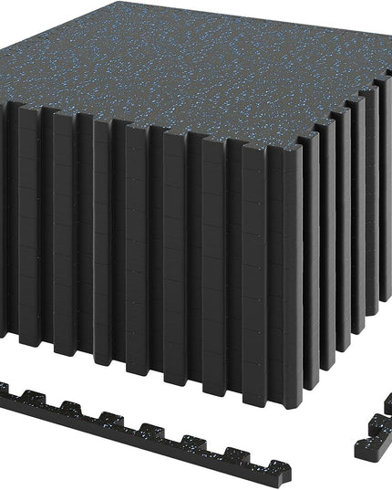 Giantex Interlocking Rubber Gym Floor Mats | 0.55'' Thick 24''x24'' Puzzle Tiles with Border Strips