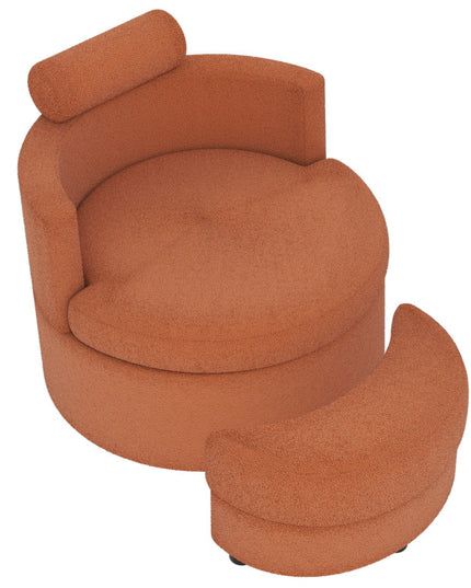 Fauteuil pivotant Giantex 360° avec pouf de rangement demi-lune