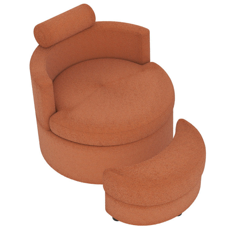 Giantex 360° Swivel Accent Chair with Half Moon Storage Ottoman