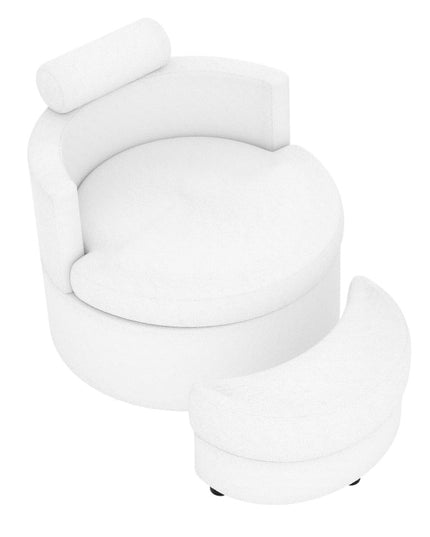 Fauteuil pivotant Giantex 360° avec pouf de rangement demi-lune