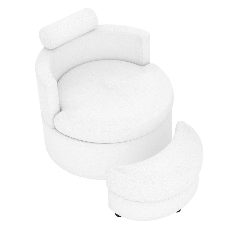 Giantex 360° Swivel Accent Chair with Half Moon Storage Ottoman
