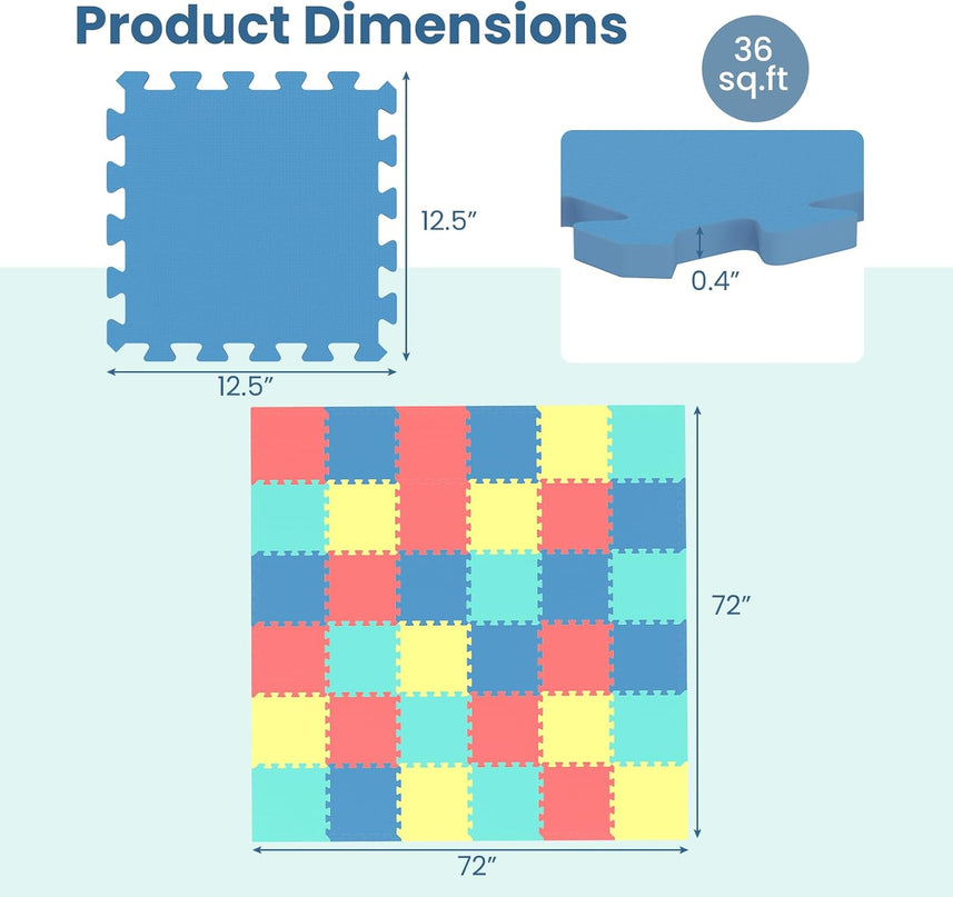 Giantex 0.4" Thick Non-Slip Interlocking Exercise Mat with Borders