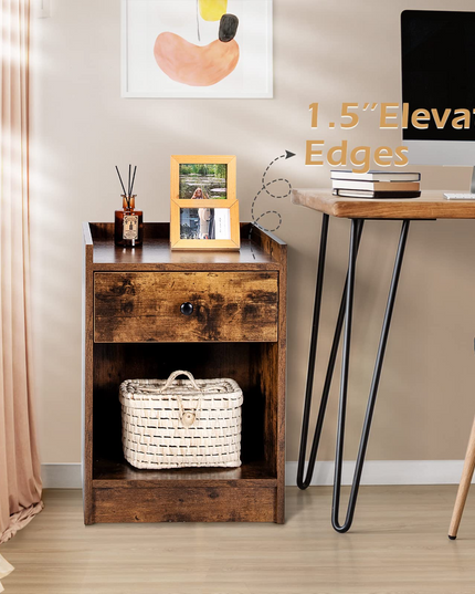 Giantex Nightstands Set of 2, Modern End Tables w/Storage Drawer & Open Compartment