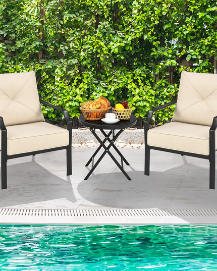 Giantex Bistro Dining Chairs Iron-Frame Lawn Chairs for Porch Backyard Garden Balcony