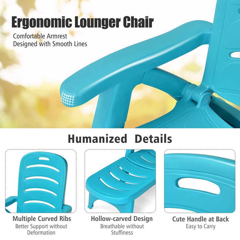 Patio Chaise Lounge Recliner on Wheels - Giantex