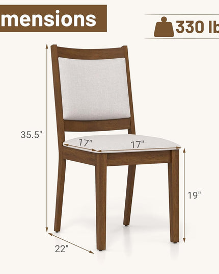 Giantex Upholstered Dining Chairs Set of 2/4, Modern Farmhouse Kitchen Chairs w/Padded Backrest & Cushioned Seat, Rubber Wood Frame