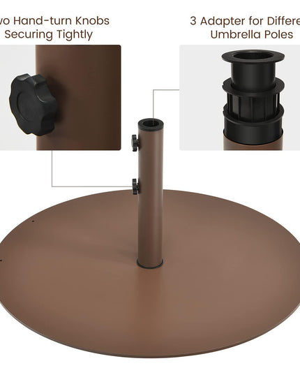 Giantex Patio Umbrella Base, 59 LBS Heavy-Duty Round Umbrella Stand, 29.5 Inch/Brown/Round - Giantexus