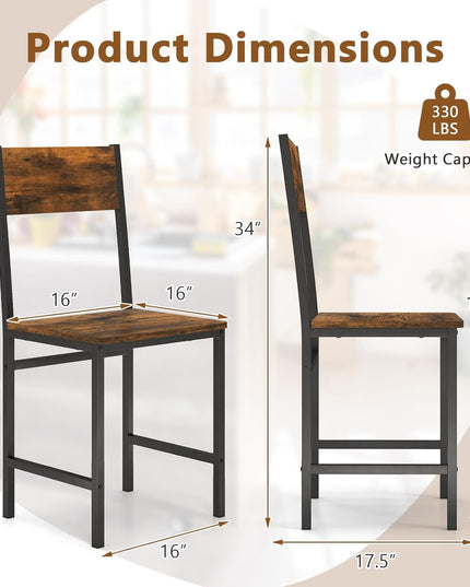 Giantex Dining Chairs Set, Industrial Kitchen Chairs with Metal Legs, Slanted Back