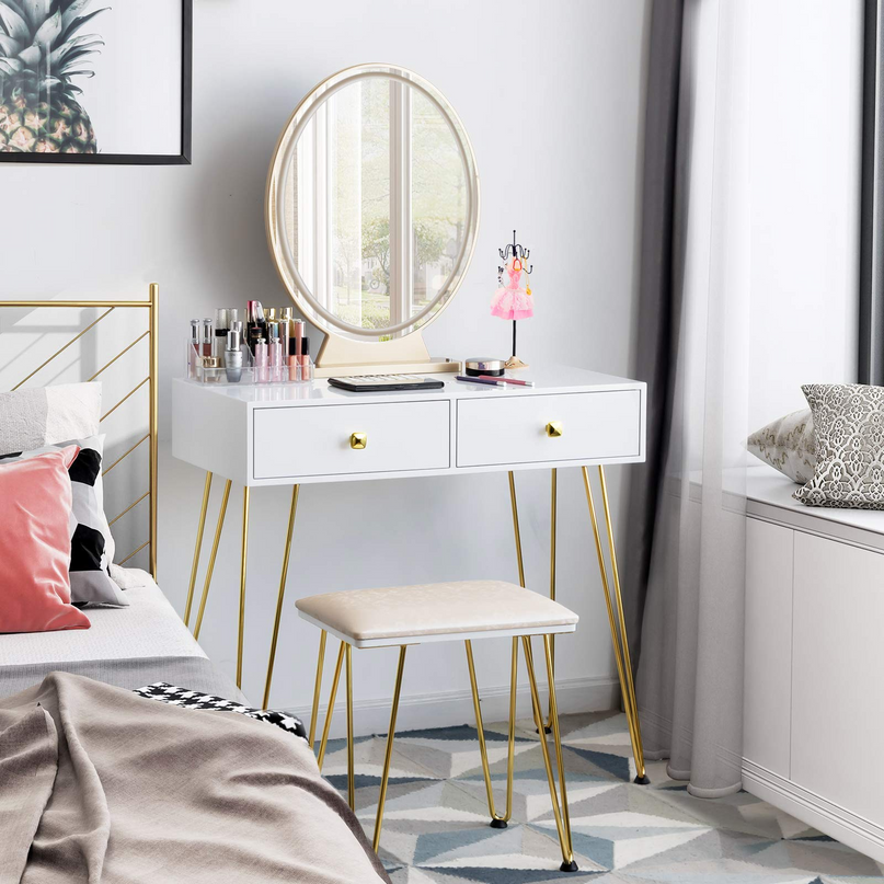 CHARMAID | Vanity Set with Lighted Mirror - Giantexus