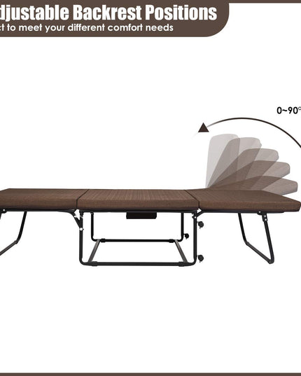 Giantex Folding Ottoman Sleeper Bed, 3 in 1 Multi-Function Convertible Chair Bed with 6 Position Adjustable