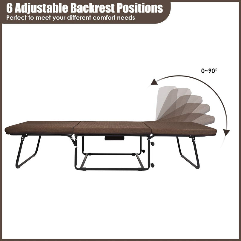Giantex Folding Ottoman Sleeper Bed, 3 in 1 Multi-Function Convertible Chair Bed with 6 Position Adjustable