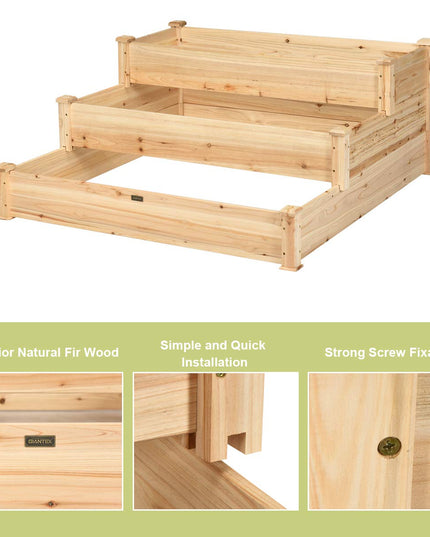 3 Tier Raised Garden Bed, 49'' x 49'' x 22"  (L x W x H)