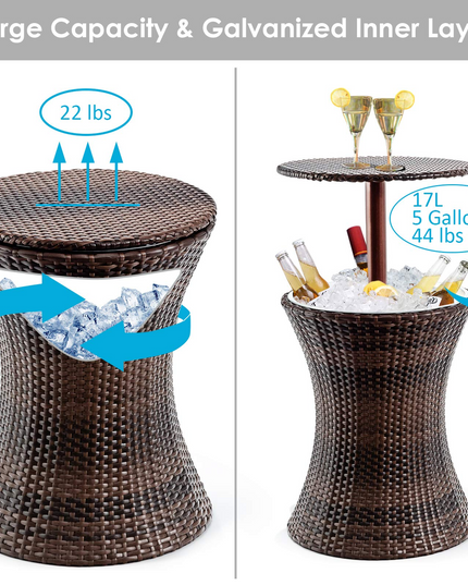 Giantex Outdoor Cool Bar Rattan Style Patio Cool Bar Table Adjustable Height