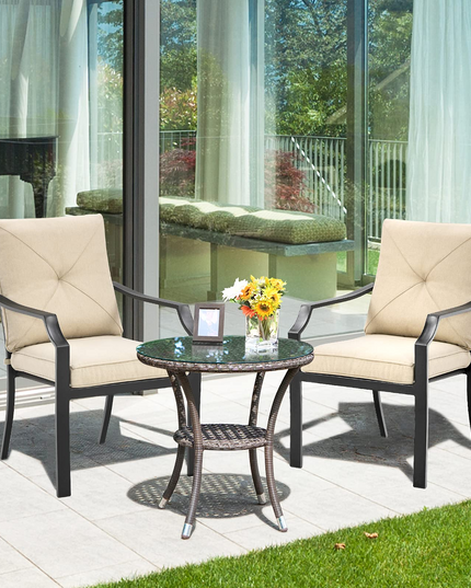 Giantex 4 Pieces Patio Chairs, Outdoor Lawn Chairs with Removable Cushions