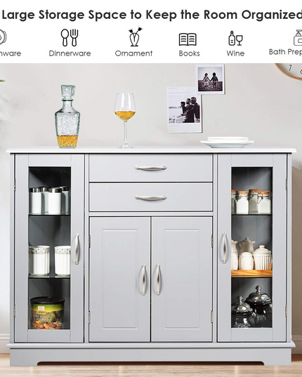 Giantex Sideboard Buffet Server Storage Cabinet W/ 2 Drawers