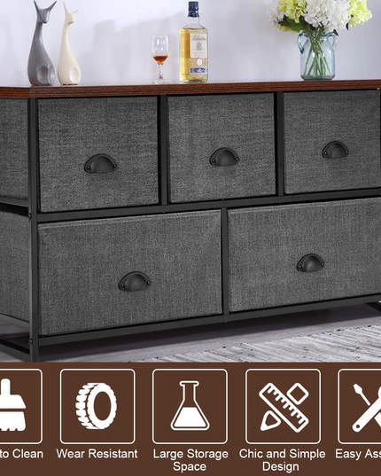Giantex Dresser Storage Tower W/ 5 Foldable Cloth Storage Cubes