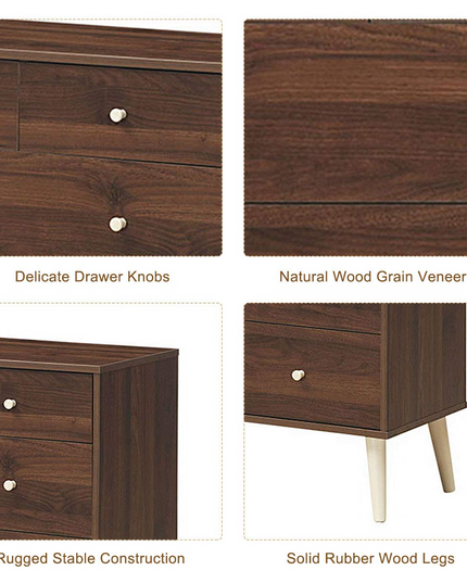 Giantex 4-Drawer Dresser, Free-Standing Chest Wood Legs and Sliding Rail