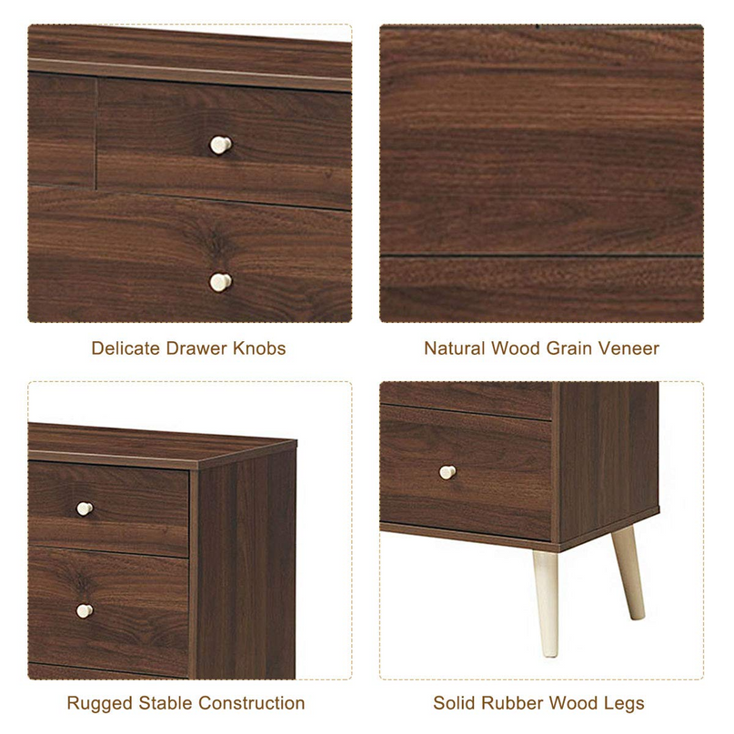 Giantex 4-Drawer Dresser, Free-Standing Chest Wood Legs and Sliding Rail