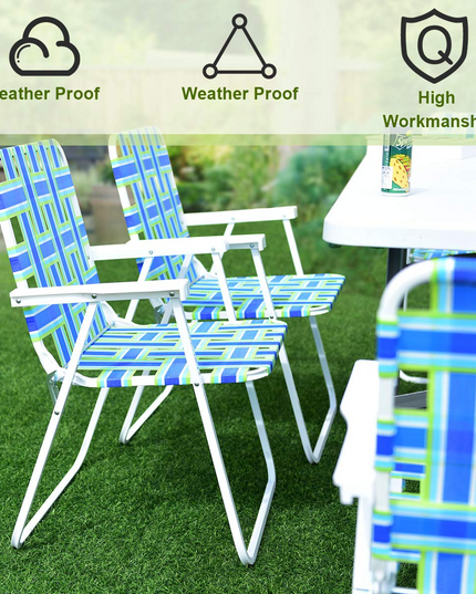Giantex Folding Lawn Chairs Set of 6 Outdoor Portable Beach Chair W/Stable Steel Frame