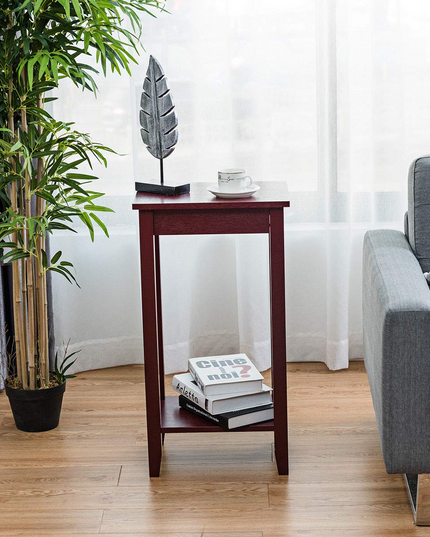 Giantex Narrow Telephone Table with Shelf and Legs for Small Spaces, Espresso