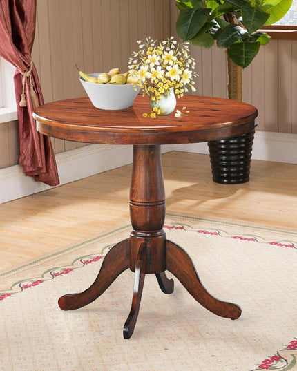Table 30" Wooden Round Pub Pedestal Side Table (30 Inch) - Giantexus